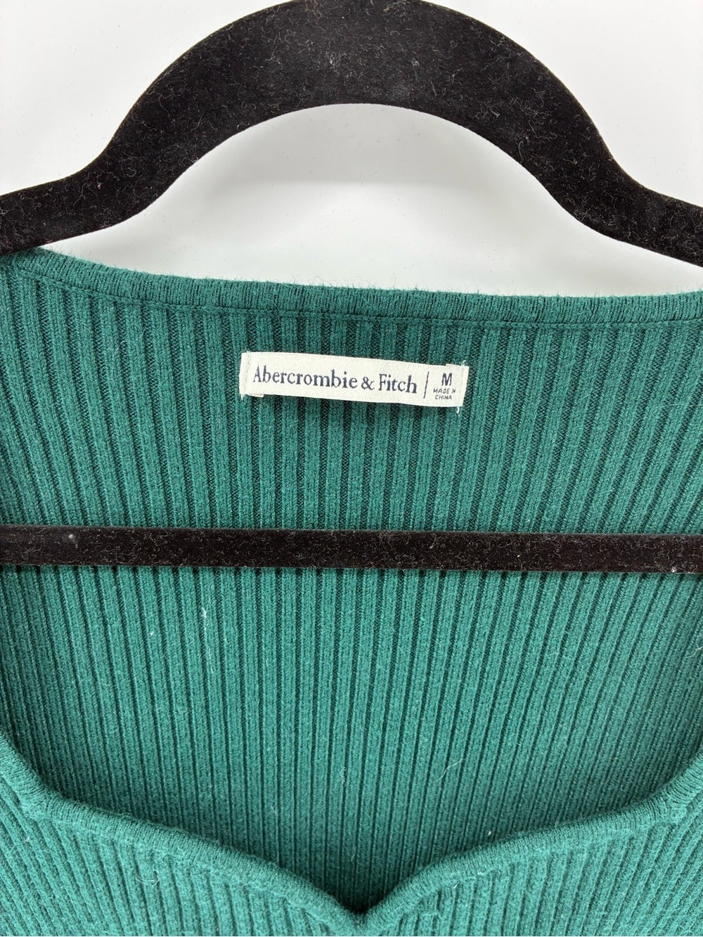 Abercrombie & Fitch Dark Green Ribbed Long-Sleeve Bodysuit - Picture 3 of 8